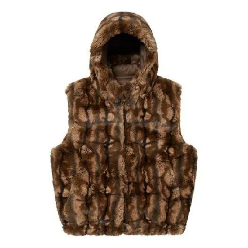 Supreme Faux Fur Hooded Vest 'Brown Black' SUP-FW21-155 sold by KicksCrew