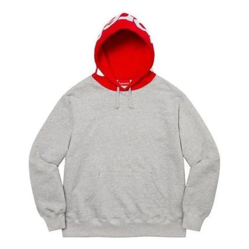 Supreme Contrast Hooded Sweatshirt 'Grey Red White' SUP-FW21-147 sold by KicksCrew