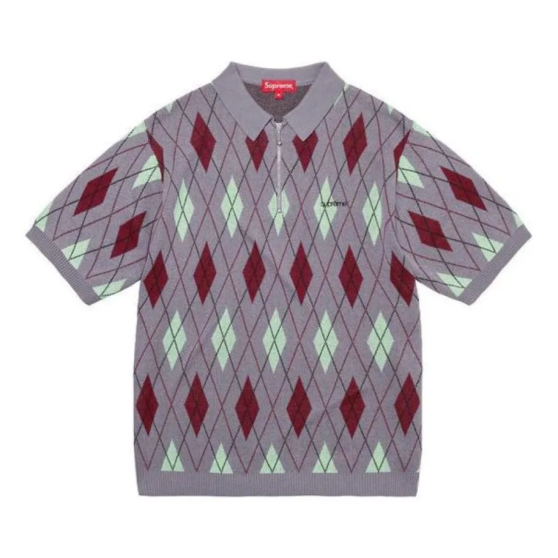 Supreme Argyle Zip Polo 'Grey Teal Burgundy' SUP-FW21-145 sold by KicksCrew