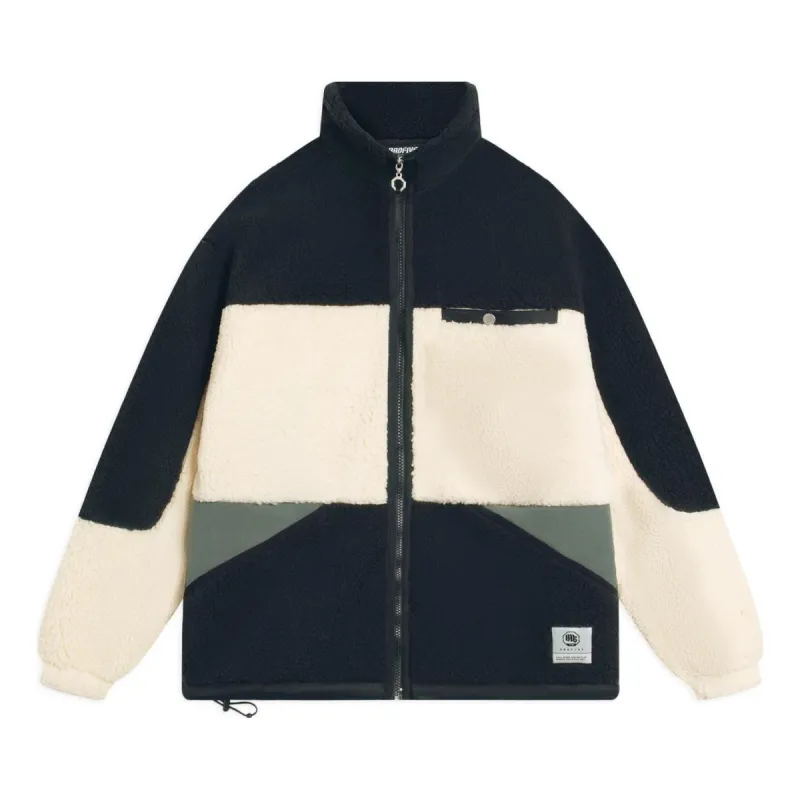 Li-Ning BadFive Graphic Color Block Polar Fleece Jacket 'Black Beige' AFDSA71-3 sold by KicksCrew