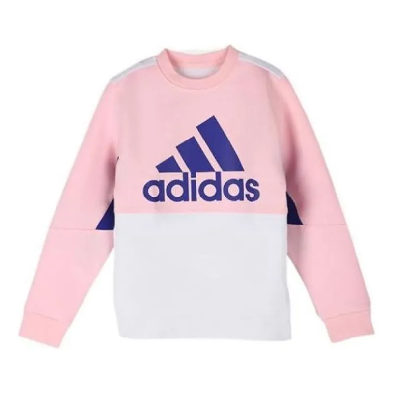 (GS) Adidas FL Crew Sweatshirt 'Pink White' HM9611 sold by KicksCrew