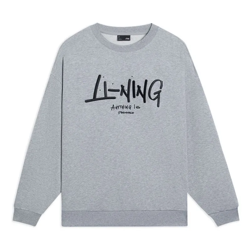 Li-Ning Anything Is Possible Graphic Sweatshirt 'Grey' AWDSF75-5 sold by KicksCrew