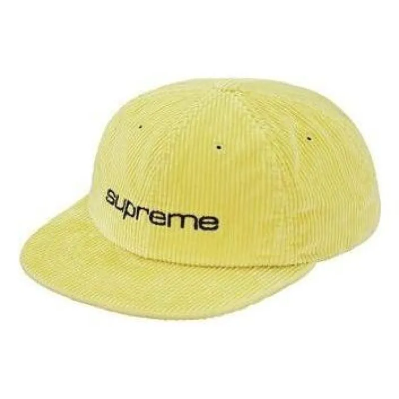 Supreme Corduroy Compact Logo 6-Panel 'Yellow Black' SUP-SS19-182 sold by KicksCrew