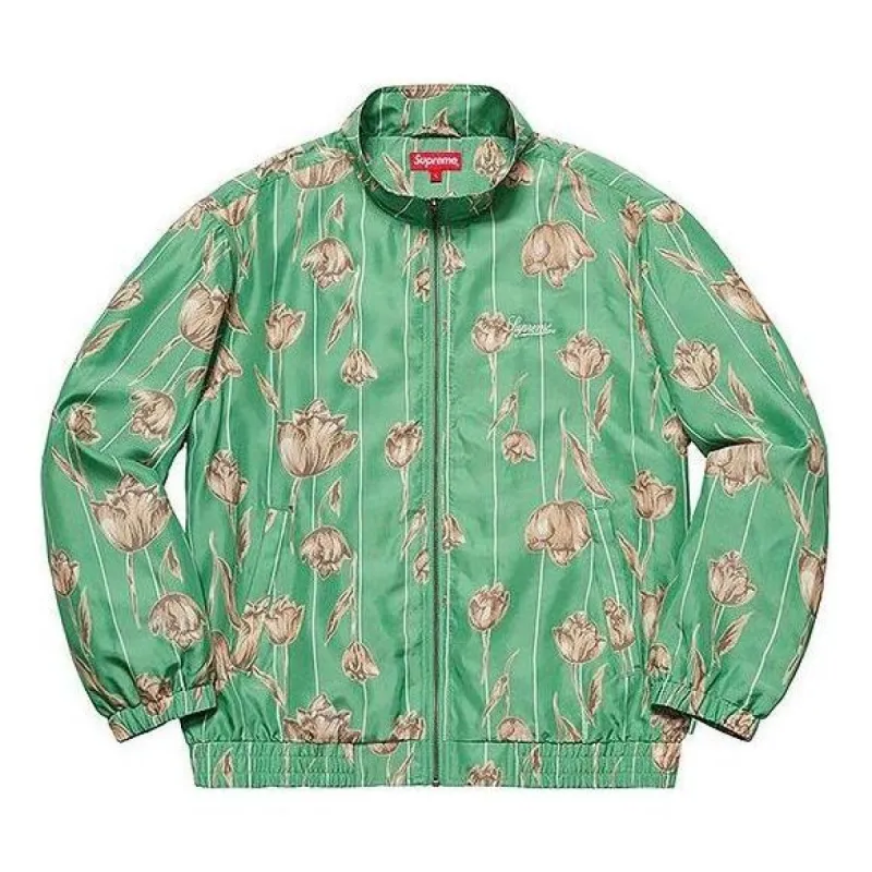 Supreme Floral Silk Track Jacket 'Green Tan' SUP-SS19-10345 sold by KicksCrew