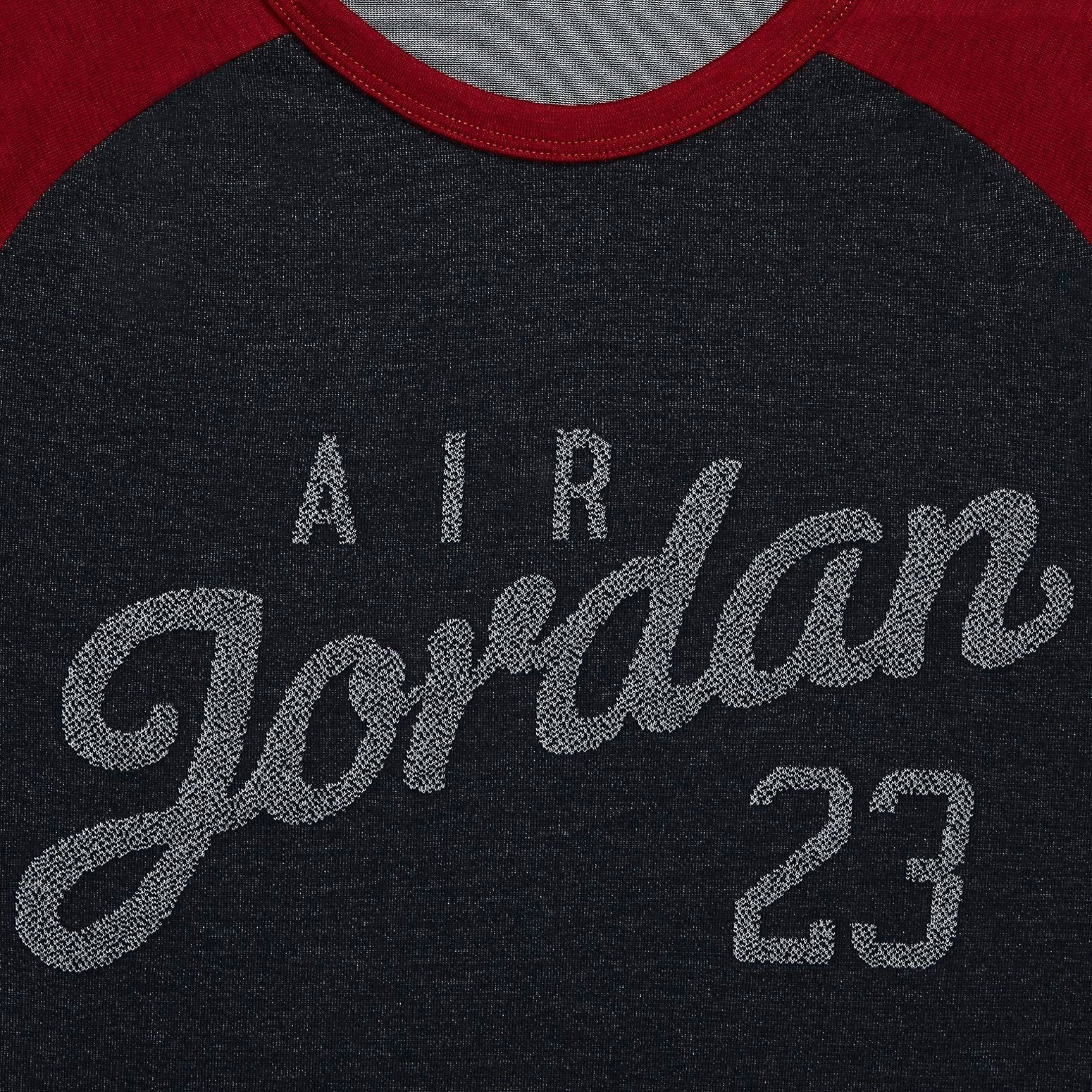 Air Jordan 23 Raglan 3/4 Sleeve Short 'Black Red' 724504-010 sold by KicksCrew product image thumbnail 2
