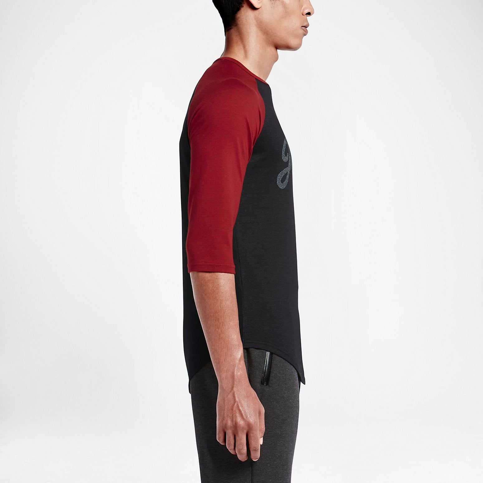 Air Jordan 23 Raglan 3/4 Sleeve Short 'Black Red' 724504-010 sold by KicksCrew product image thumbnail 3