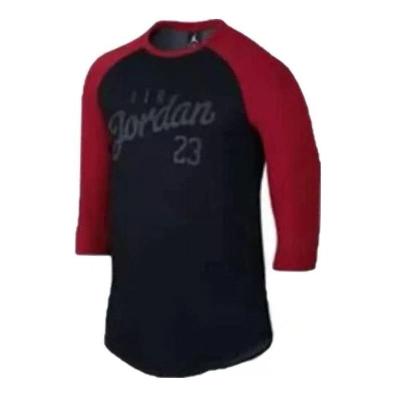 Air Jordan 23 Raglan 3/4 Sleeve Short 'Black Red' 724504-010 sold by KicksCrew
