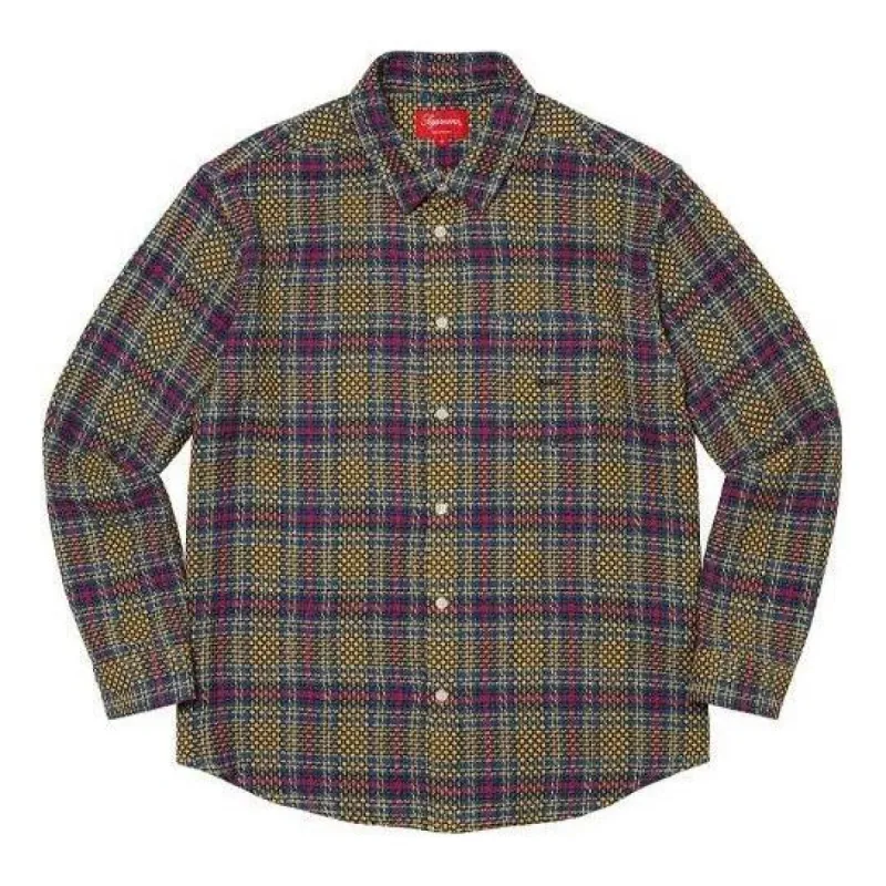Supreme Basket Weave Plaid Shirt 'Yellow Purple' SUP-SS23-040 sold by KicksCrew