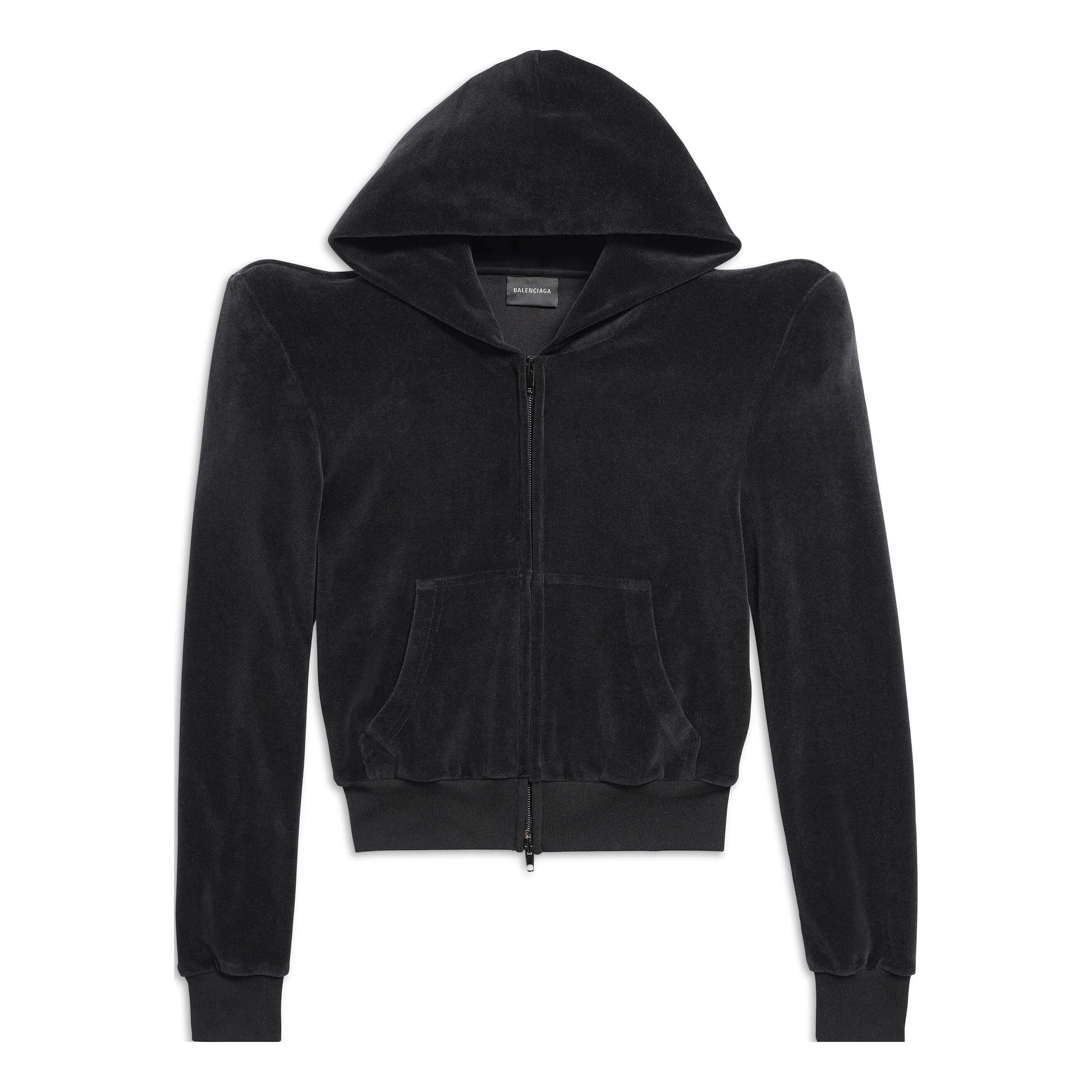 Balenciaga Round Shoulder Zip-up Hoodie 'Black' 767880TNV611000 sold by KicksCrew