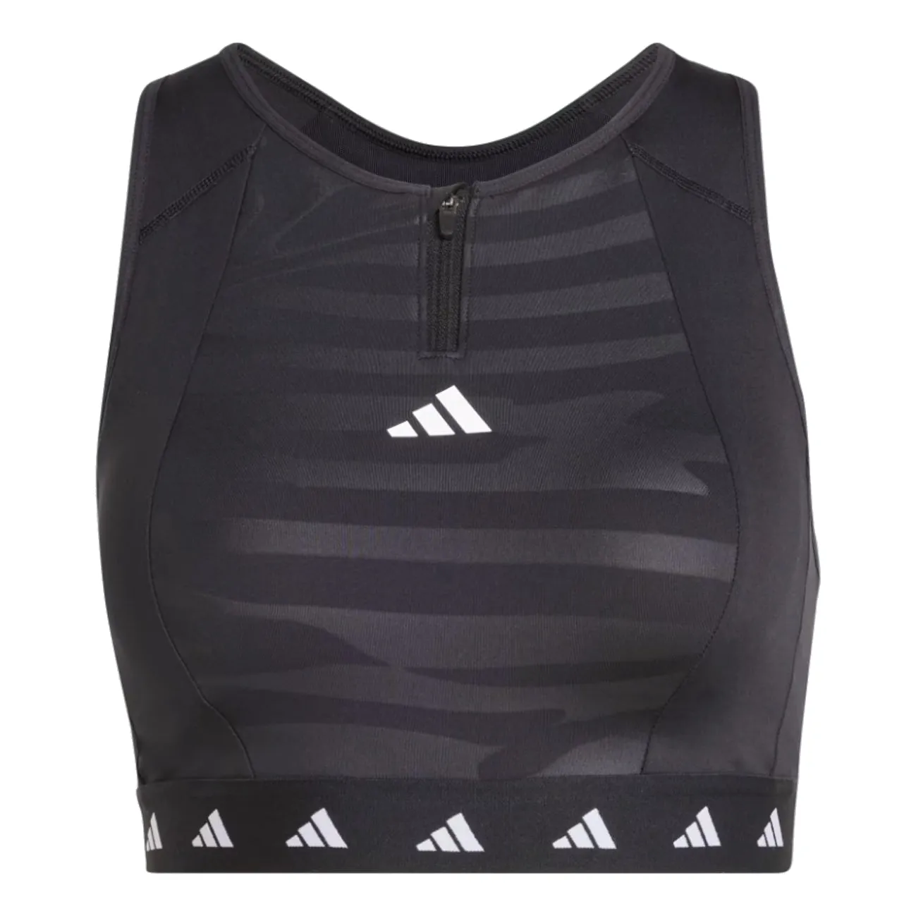 (WMNS) adidas Powerimpact Training Techfit Zip Bra 'Black White' IN6926 sold by KicksCrew