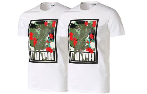 Puma Sakura Pack Graphic Crew T-Shirt 'White Black Red' 596036-02 sold by KicksCrew