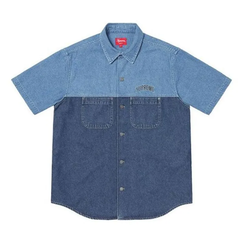 Supreme 2-Tone Denim S/S Shirt 'Navy Teal' SUP-SS19-10026 sold by KicksCrew