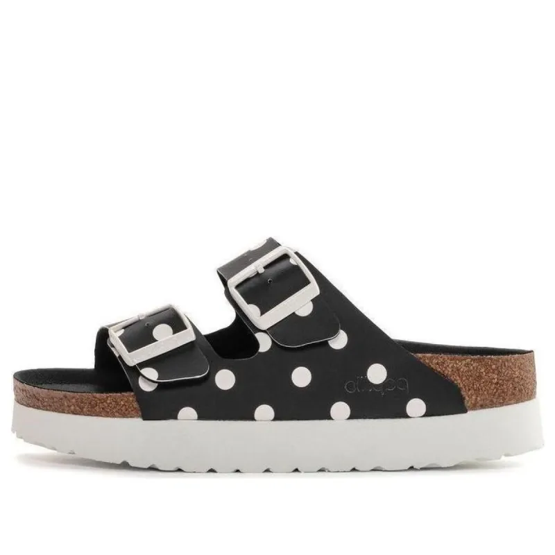 (WMNS) Birkenstock Arizona Platform Birko-Flor Narrow Fit 'Black White Dots' 1024598 sold by KicksCrew