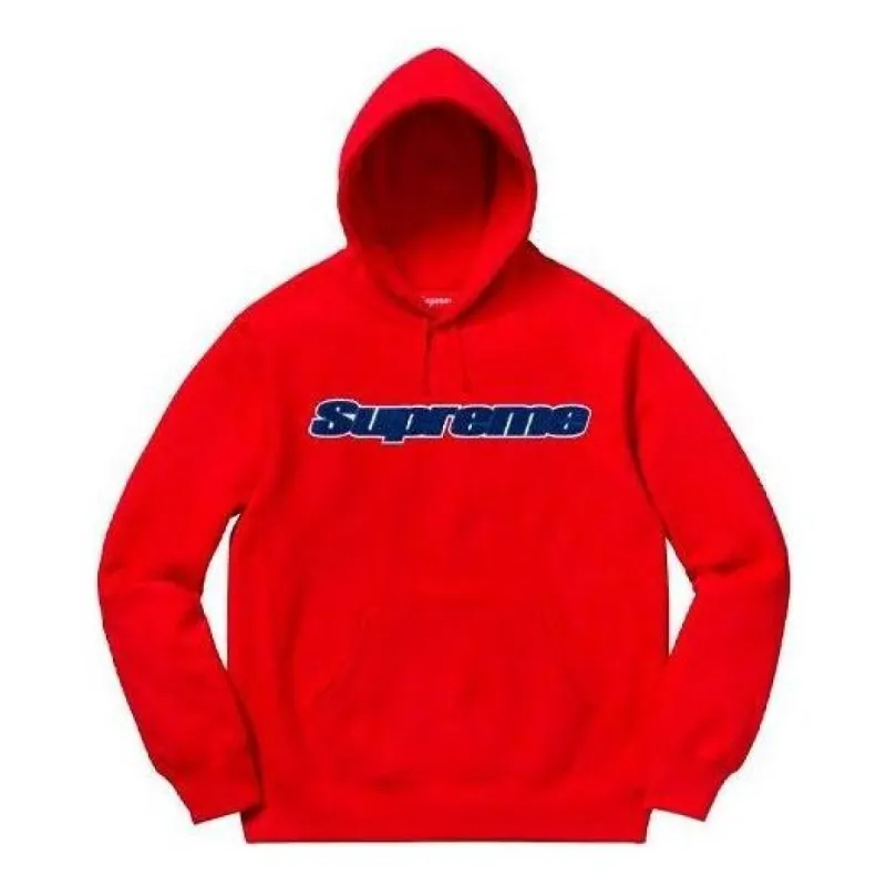 Supreme Chenille Hooded Sweatshirt 'Red Navy' SUP-SS19-024 sold by KicksCrew