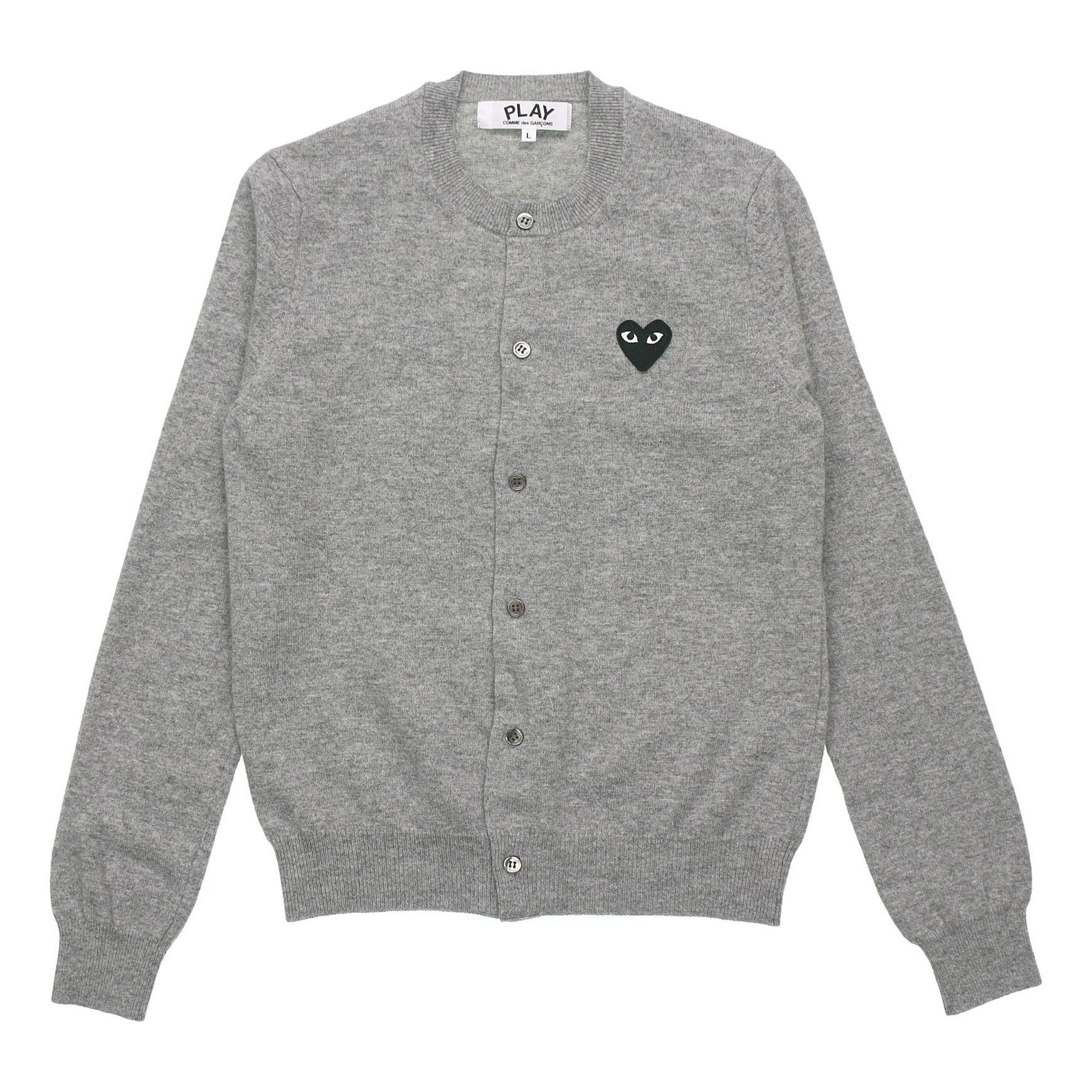 (WMNS) COMME des GARCONS PLAY Cardigan Black Heart 'Grey' AZ-N023-051-2 sold by KicksCrew