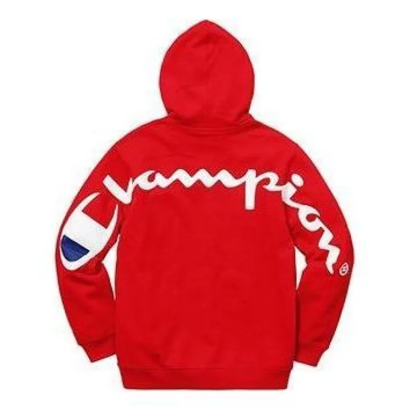 Supreme x Champion Hooded Sweatshirt 'Red White' SUP-SS18-530 sold by KicksCrew