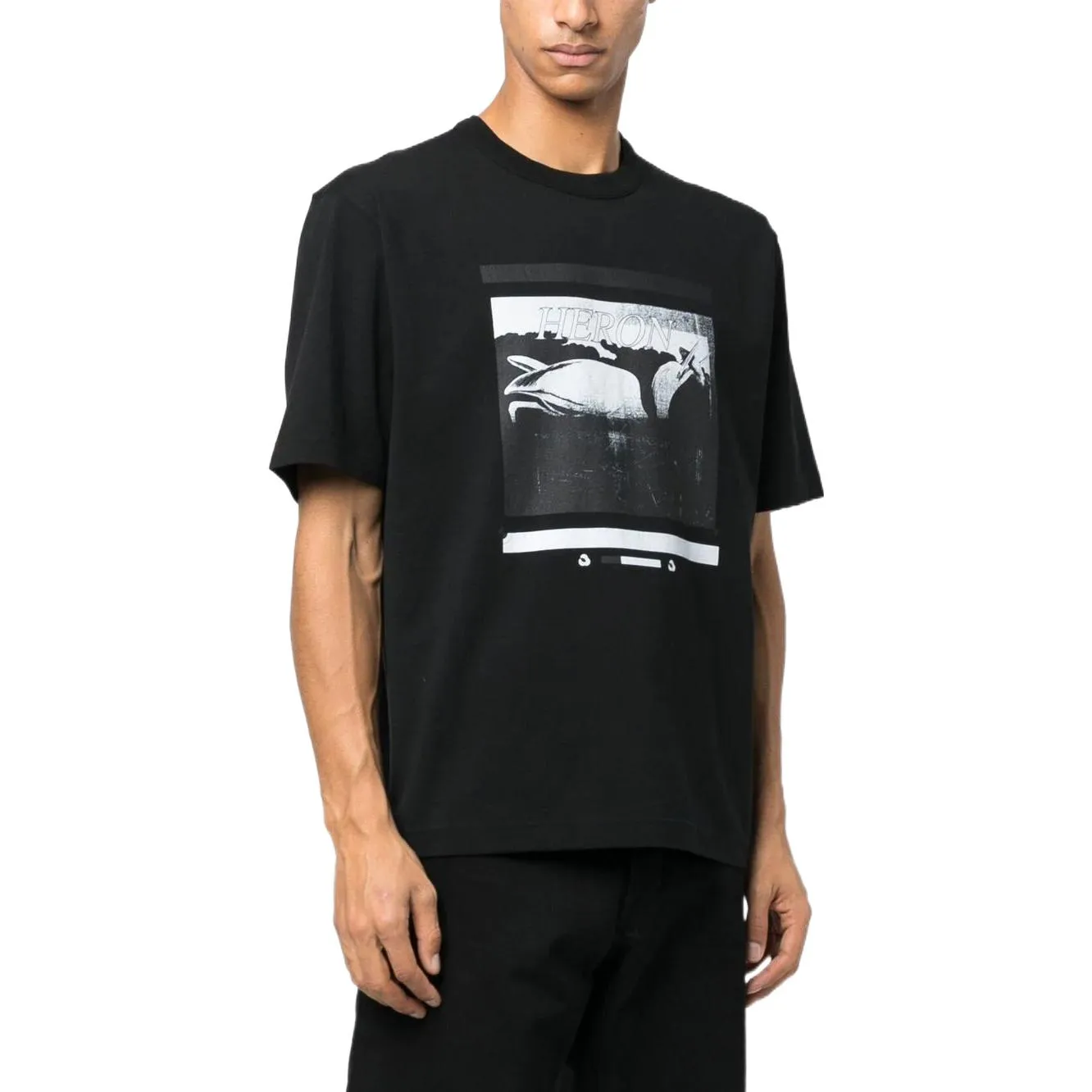 HERON PRESTON SS23 Misprinted Heron T-shirt 'Black' HMAA032S23JER0061010 sold by KicksCrew product image thumbnail 3