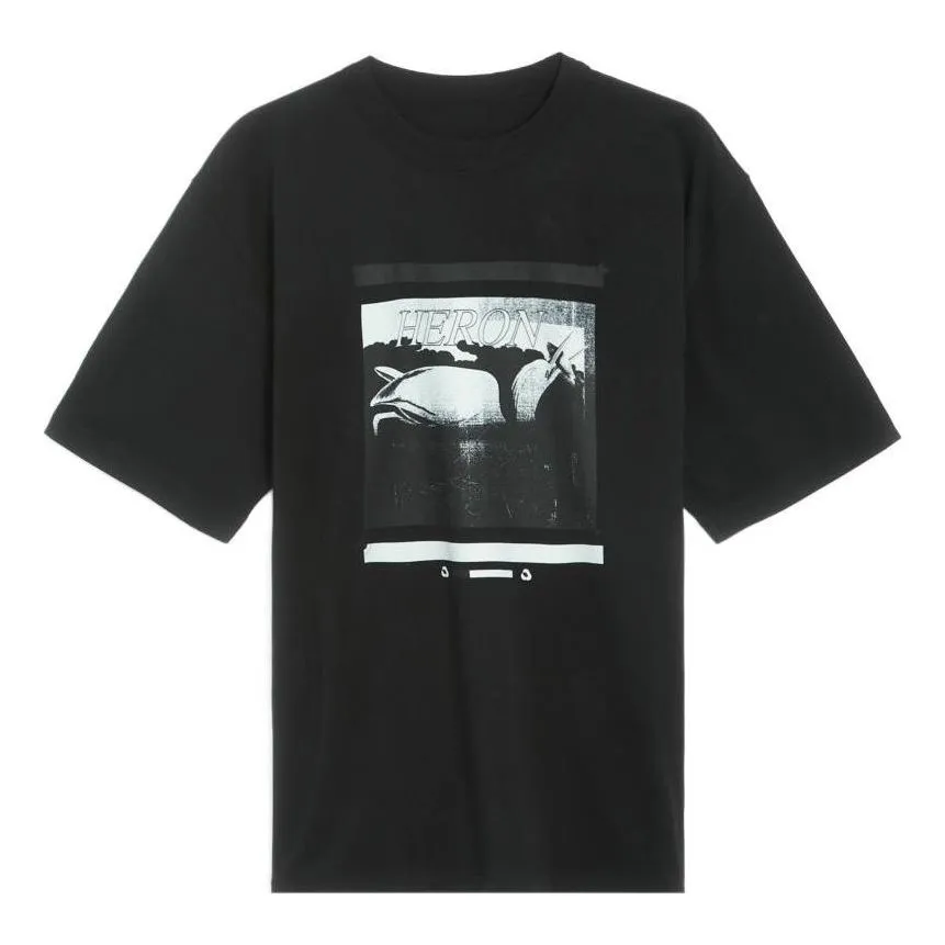 HERON PRESTON SS23 Misprinted Heron T-shirt 'Black' HMAA032S23JER0061010 sold by KicksCrew