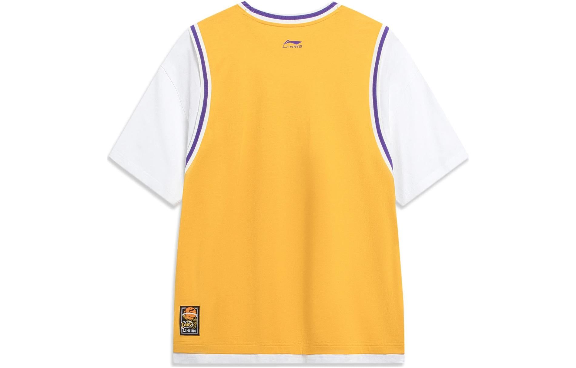 Li-Ning Hoops Graphic Faux Two Piece T-shirt 'Yellow Purple' AHST573-4 sold by KicksCrew product image thumbnail 2