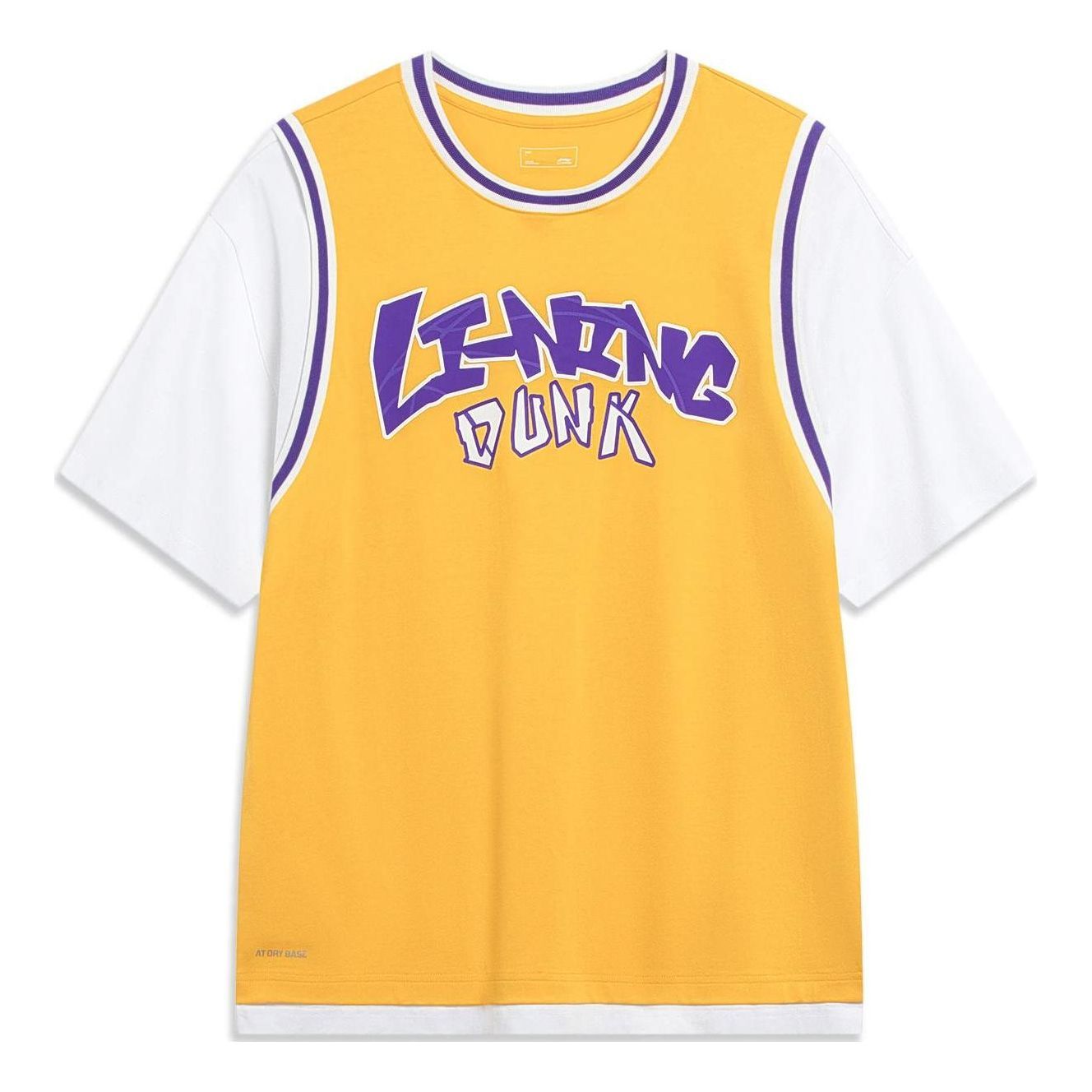 Li-Ning Hoops Graphic Faux Two Piece T-shirt 'Yellow Purple' AHST573-4 sold by KicksCrew