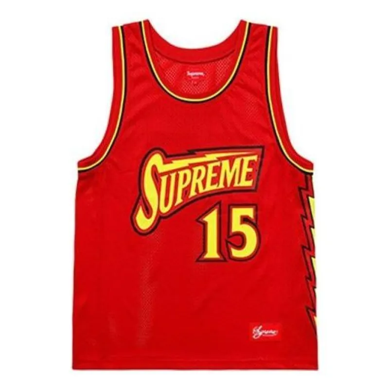 Supreme Bolt Basketball Jersey 'Red Yellow' SUP-SS18-426 sold by KicksCrew