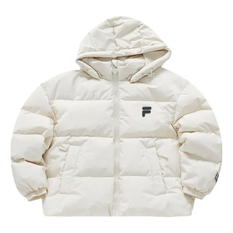 (WMNS) FILA FUSION Hooded Down Jacket 'White' T11W346902F-BG sold by KicksCrew