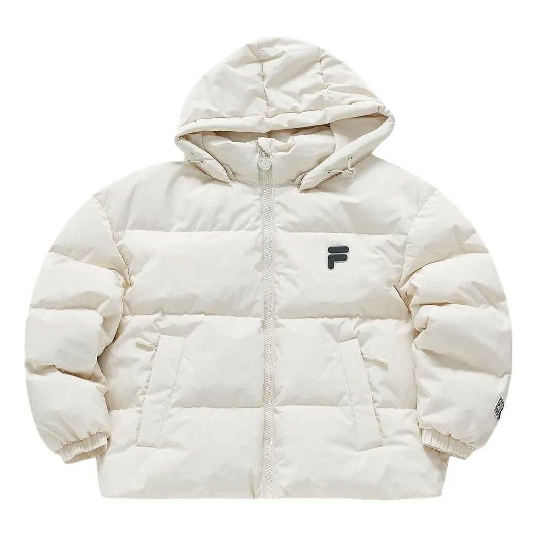 (WMNS) FILA FUSION Hooded Down Jacket 'White' T11W346902F-BG sold by KicksCrew