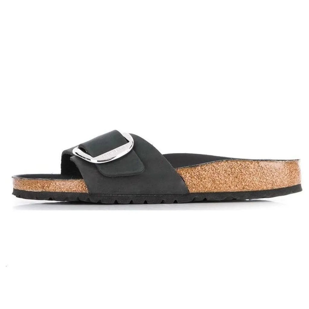 (WMNS) Birkenstock Madrid Big Buckle Oiled Leather Narrow Fit Sandals 'Black' 1006523 sold by KicksCrew