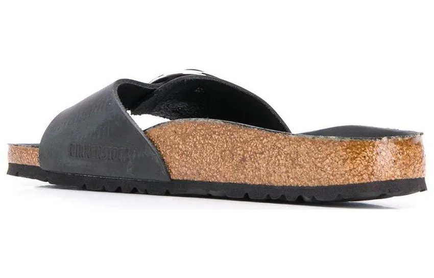 (WMNS) Birkenstock Madrid Big Buckle Oiled Leather Narrow Fit Sandals 'Black' 1006523 sold by KicksCrew product image thumbnail 3