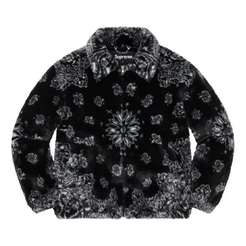 Supreme Bandana Faux Fur Bomber Jacket 'Black White' SUP-SS21-412 sold by KicksCrew