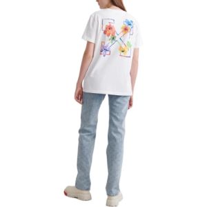 (WMNS) Off-White Floral Arrow Short Sleeve T-Shirt 'White' OWAA089S22JER0050184 sold by KicksCrew