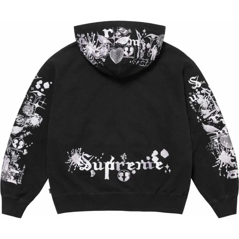Supreme AOI Zip Up Hooded Sweatshirt 'Black White' SUP-SS24-186 sold by KicksCrew