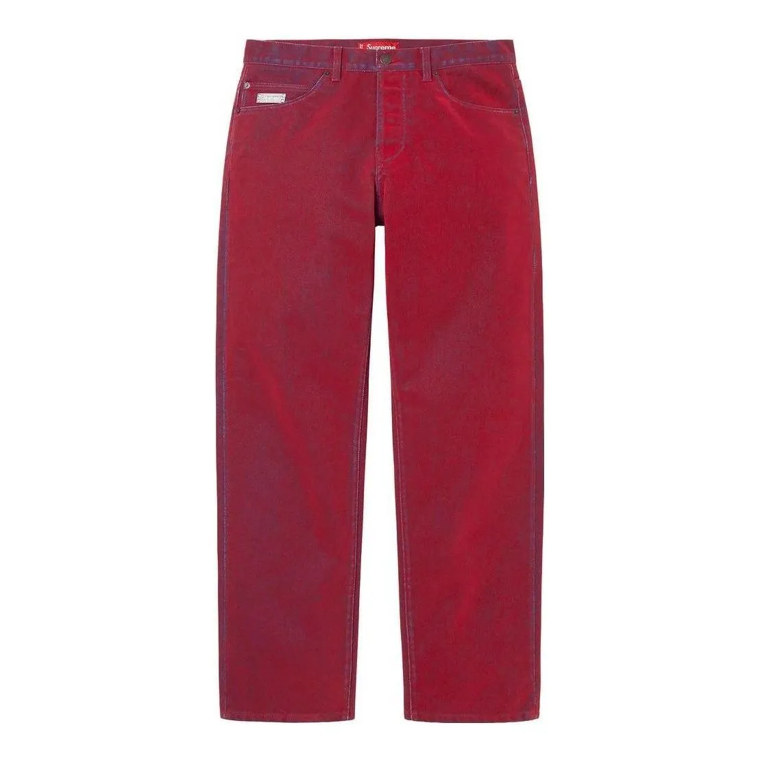Supreme SS23 Week 4 Flocked Regular Jean Pants 'Red' SUP-SS23-093 sold by KicksCrew