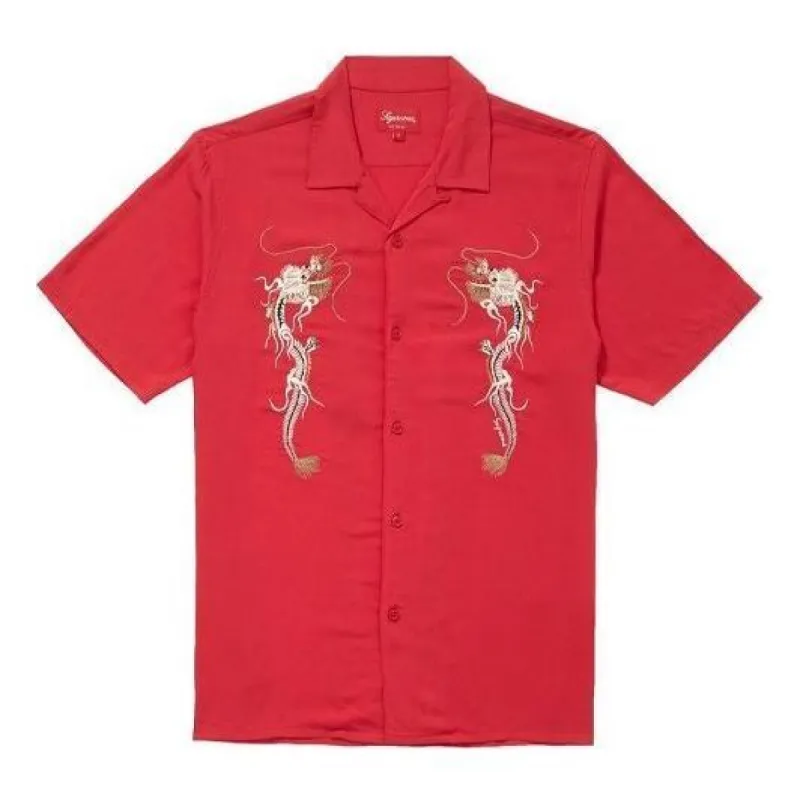 Supreme FW18 Dragon Rayon T-Shirt 'Red' SUP-FW18-725 sold by KicksCrew