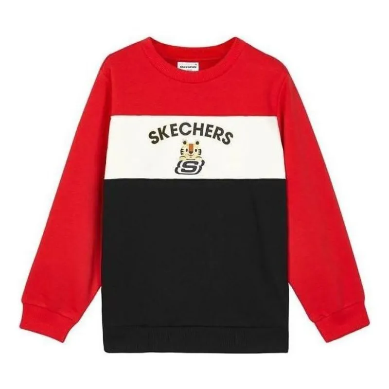 (GS) Skechers Logo Printed Crew Sweater 'Black Red White' L122B059 sold by KicksCrew
