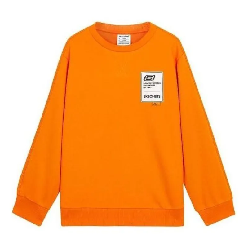 (GS) Skechers Letter Printed Crew Sweater 'Orange White Black' L122B005 sold by KicksCrew