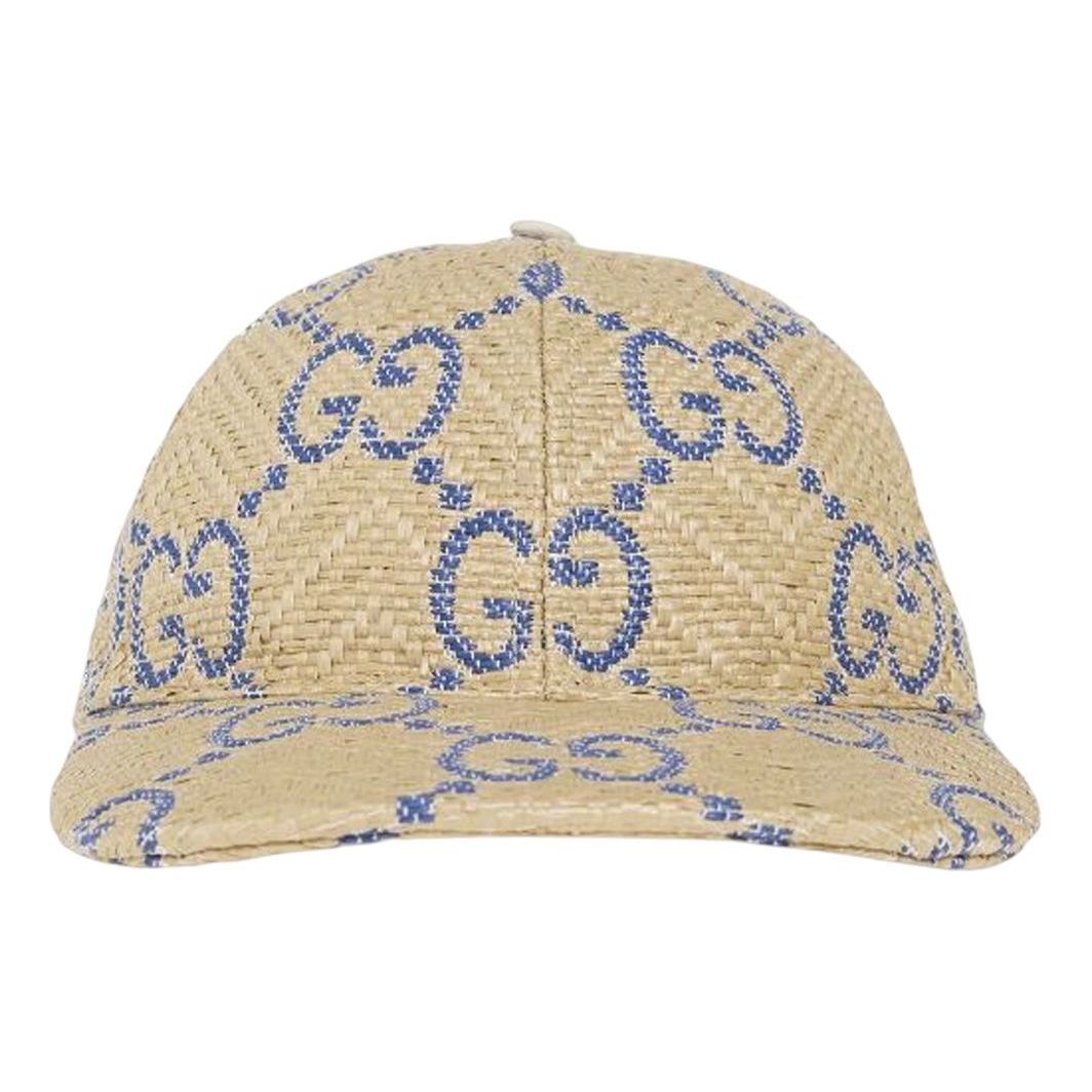(WMNS) Gucci GG Raffia Effect Baseball Hat 'Beige Blue' 701713-3HAJF-9577 sold by KicksCrew