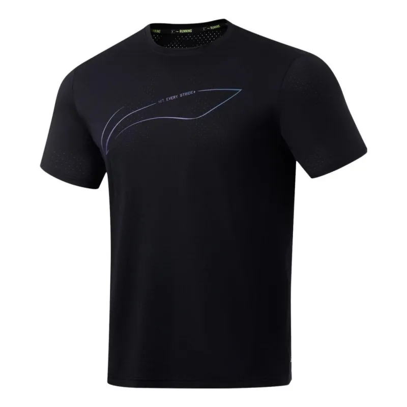 Li-Ning Logo Running T-shirt 'Black' ATST073-1 sold by KicksCrew