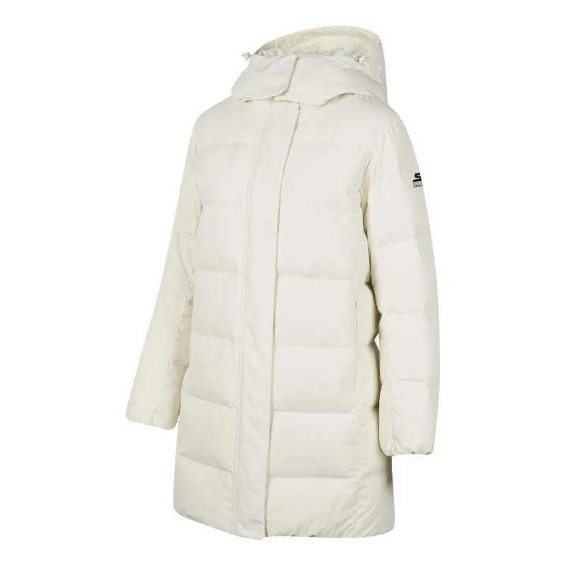 (WMNS) Skechers BASIC Long Down Jacket 'White' P423W085-0211 sold by KicksCrew