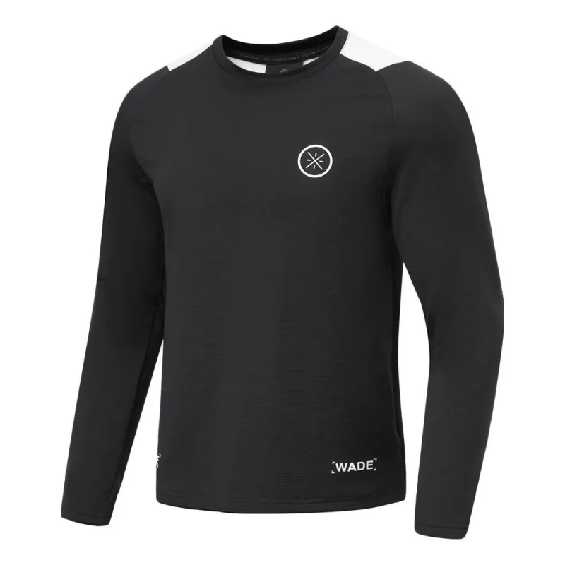 Li-Ning Way Of Wade Logo Warm Fleece Long Sleeve T-shirt 'Black White' ATLT109-1 sold by KicksCrew