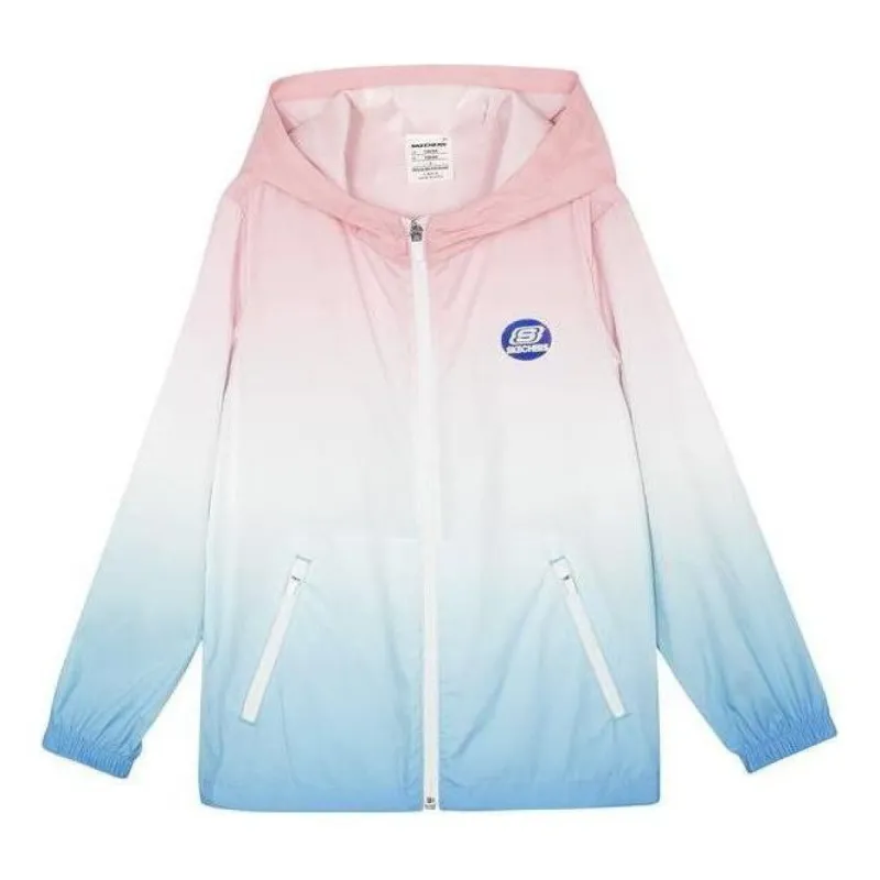(GS) Skechers Gradient Logo Printed Sun Protection Jacket 'Blue Pink White' P222G035 sold by KicksCrew
