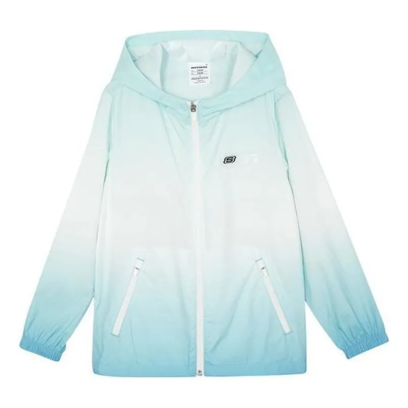 (GS) Skechers Gradient Logo Printed Sun Protection Jacket 'Blue White' P222B033 sold by KicksCrew