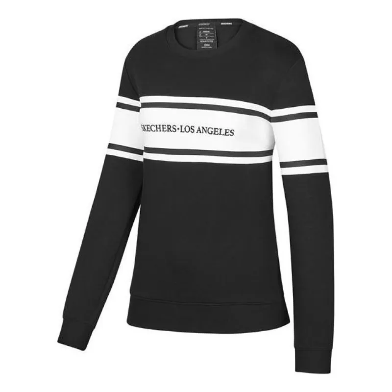 (WMNS) Skechers Letter Printed Long Sleeve Sweater 'Black White' P122W002 sold by KicksCrew