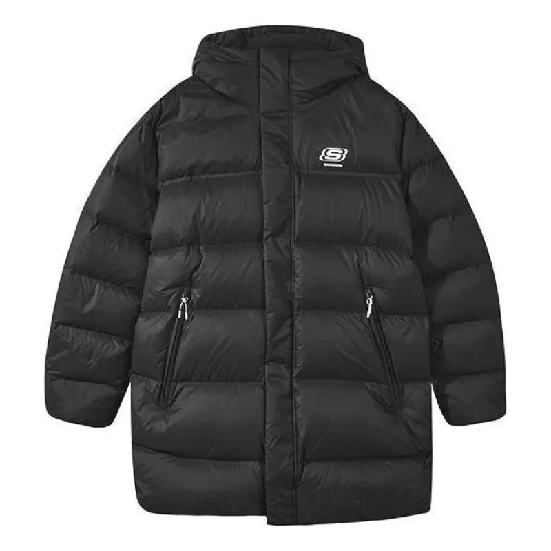 Skechers Letter Printed Mid Down Jacket 'Black Blue' L422M096 sold by KicksCrew