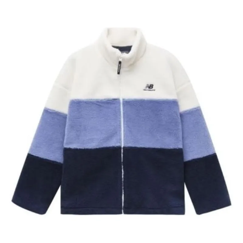 New Balance Plus Colorblock Patch Detail Zip Up Teddy Jacket 'White Blue Black' 6DC44823-NV sold by KicksCrew
