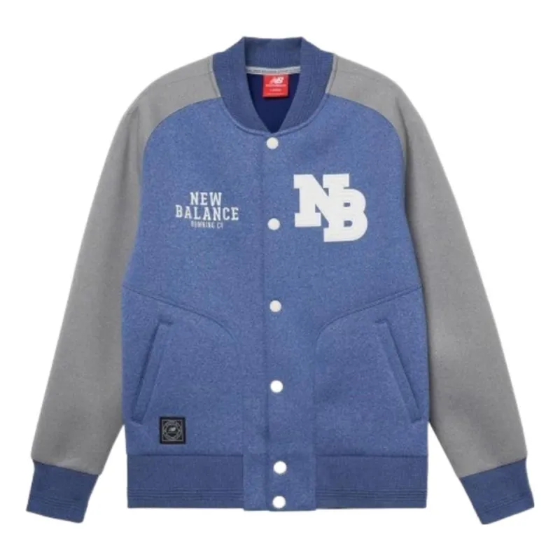 New Balance Stand Collar Woven Baseball Jacket 'Blue Grey' AMJ61606-BNH sold by KicksCrew