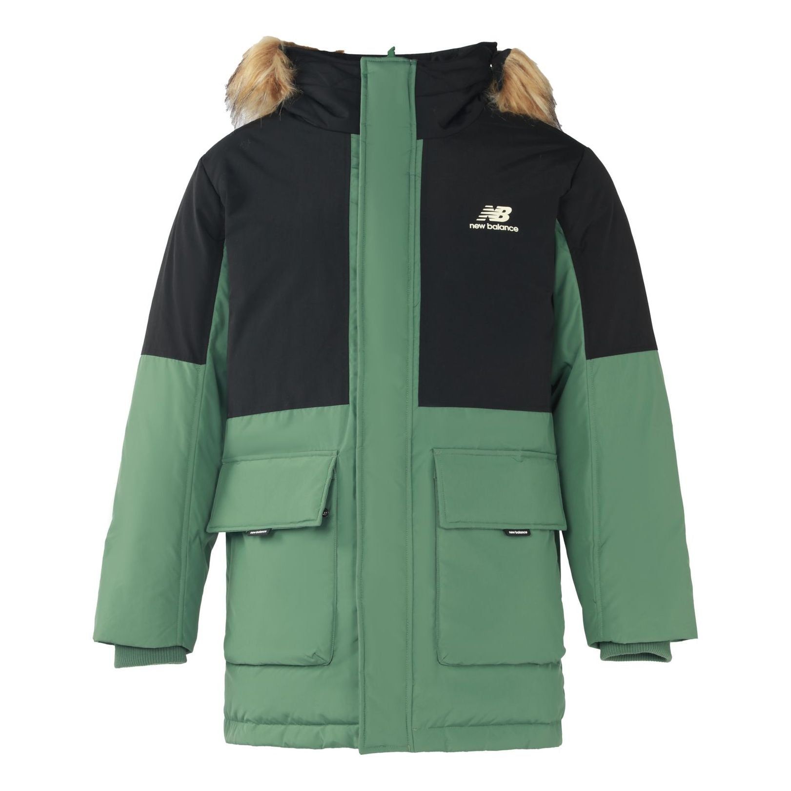 New Balance Color Block Down Jacket 'Green Black' AMJ23355-JD sold by KicksCrew