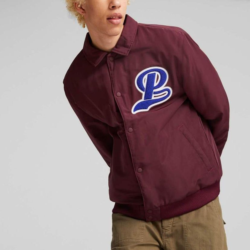 Puma Team Bomber Button Down Jacket 'Burgundy' 539272-42 sold by KicksCrew product image thumbnail 3