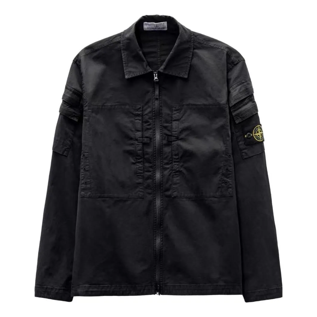 STONE ISLAND Stretch Overshirt 'Black' 791510610-V0029 sold by KicksCrew