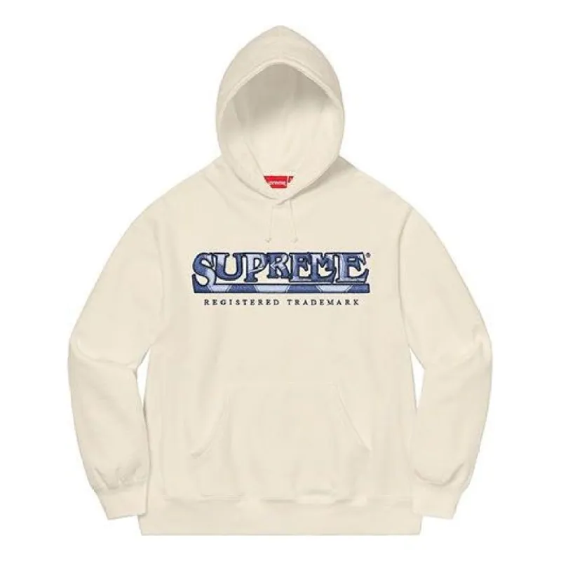 Supreme Denim Logo Hooded Sweatshirt 'White Blue' SUP-SS21-815 sold by KicksCrew